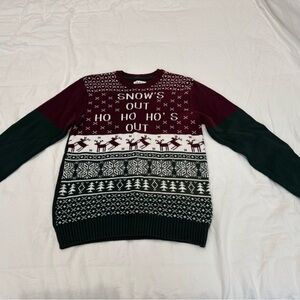 The Rail Red and Green Crewneck Sweater